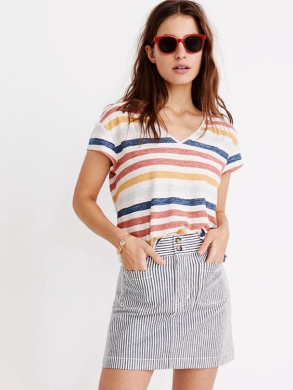 Madewell Skyline V-Neck Striped Tee